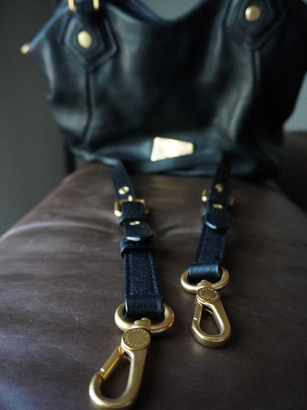 Marc by Marc Jacobs Black Leather Shoulder Bag with Gold Hardware - Picture 10 of 15
